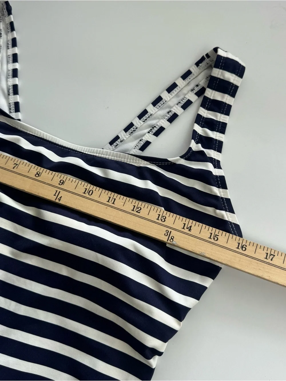 Tommy Bahama Women’s Sz 14 One Piece Swimsuit Lace Up Back Navy & White Striped